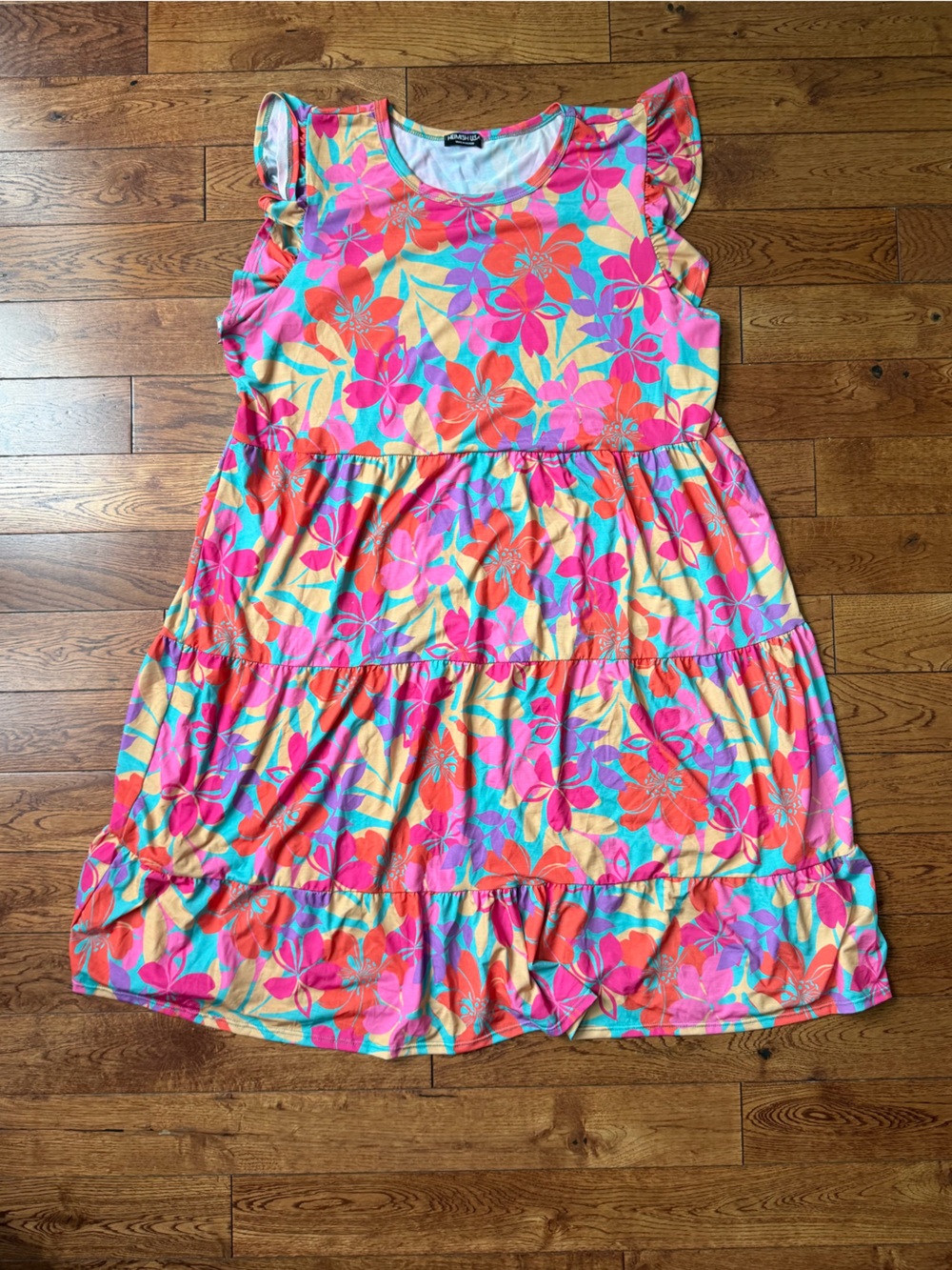 HEIMISH USA Floral Tiered Dress - Pink, Orange & Yellow